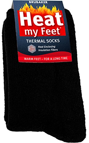 2-Pack BRUBAKER Heat my Feet Thermal Socks - Black - Size: 9-11.5