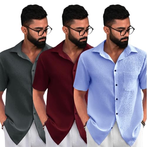 Image of Pinkmint Popcorn Regular Fit Half Sleeve Shirt for Men Combo Casual Shirt ll Sumeer Wear