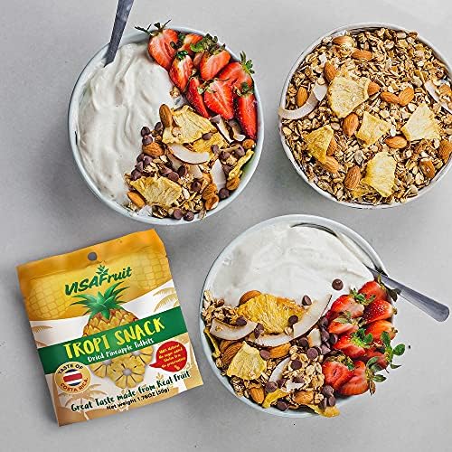 Miniatura 6 de TropiSnack Simply Natural Dry Pineapple Tidbits sin azúcar añadido, sin gluten, sin grasa, vegano, kosher, paquete de 4 unidades de 1.76 onzas cada