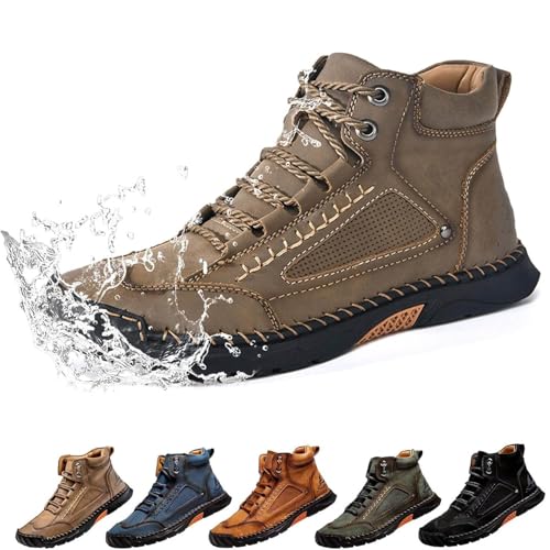 Sawbehind Mens Boots, Men's Comfortable Handmade Leather Boots, Arch Support, Slip-On, Wide Toe Waterproof Design