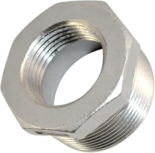 Megairon 1-1/2" Male NPT to 1" Female NPT Female Reducing/Reducer Bushing Pipe Fitting,Adapter,Stainless Steel SS 304 Hex Bushing