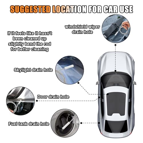 Image of JOYCOURT 60 Inch Long Drain Perforated Brush Auto Sunroof Flexible Cleaning Tool Nylon Spring Brush Car Hose Pipe Cleaner for Cleaning Car /Refrigerator Drains, Feeding Tubes, Straws