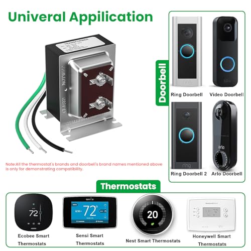 Auspow 16V 30VA Doorbell Transformer, Hardwired Video Doorbell Power Supply Compatible with Ring Video Doorbell Pro & Nest Hello, Low Voltage Door Chime Transformer