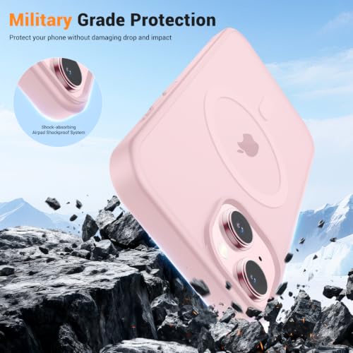 vnnink for iPhone 15 Case,iPhone 14/iPhone 13 Case, Magnetic Matte Military Grade Drop Protection Translucent Cell Phone Cover,Rugged Shockproof Cover,Light Pink - image 5