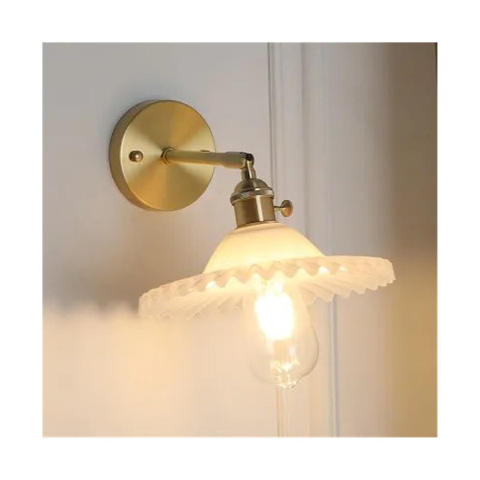 CWCQGH Wall Sconces, Wall Lights Copper Glass LED Wall Lights Bedroom Bathroom Mirror V-intage Wall Lights Sconce,A
