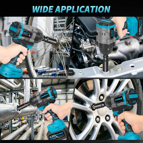 Qudodo 1500N.m Cordless Impact Wrench,1/2 Inch 3 Speed Premium High Torque Impact Gun with 2 x 4.0Ah Battery, LED Work Light, Wireless Power Pistola Llave De Impacto with 5 Sockets for Car Truck Mower by Qudodo - Used condition - Image 6