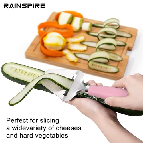 Image of Rainspire Upgraded Non-Stick Cheese Slicers for Block Cheese Multi-Functional Cheese Cutter for Mozzarella, Cheddar, Gruyere Charcuterie Accessories Dishwasher Safe Kitchen Tools, Pink