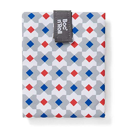 Roll’eat Boc’n’Roll Tiles Reusable Sandwich Bag, Fabric, Sandwich Container, Eco Friendly Food Bag, Adjustable, Foldable, Washable, Tablecloth