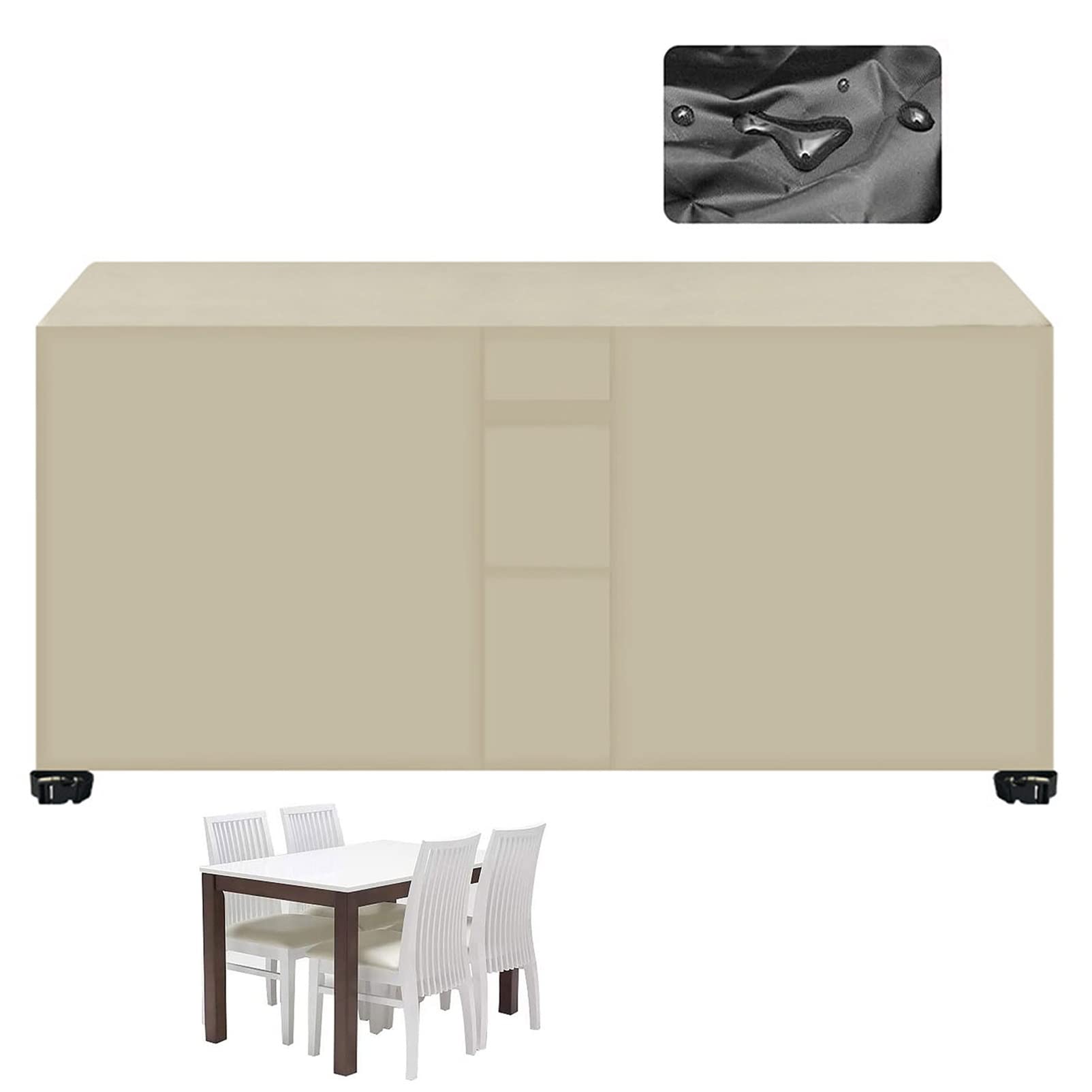 Tuinmeubelen Beschermhoes 200x200x80cm UV-Bestendige Waterdichte Afdekhoes voor Tuinmeubelen Hoes voor Tuinset Winterbestendig Ademend voor Buiten Tafelstoelen, Beige