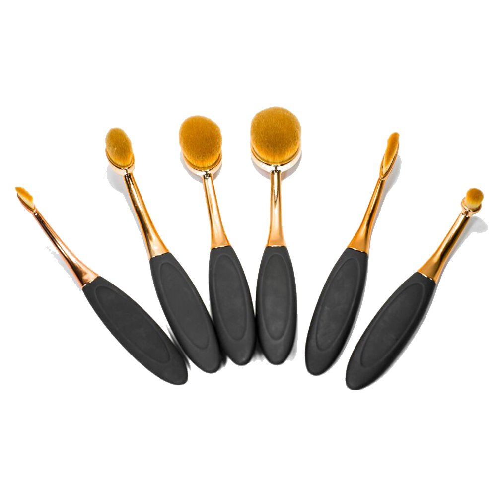 Kingstar 6 pcs Rose Golden New Fashionable Super Soft Oval Toothbrush Makeup Brush Set Foundation Brushes Contour Powder Blush Makeup Cosmetic Tool Set (6pcs golden)