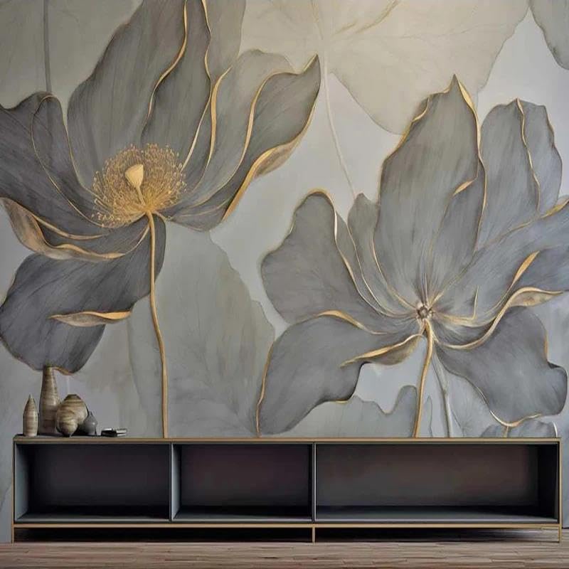 Papier peint fleurs 3D adhesif pour relooker un salon sans travaux