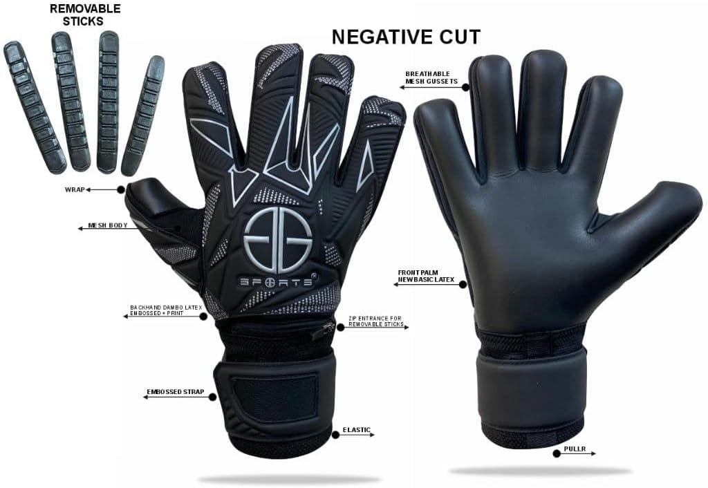 Youth Football Gloves All-Weather Grip Fingersave soccer gloves Removable Finger Spines Negative Cut Mesh BodyGoalie Goalkeeper Gloves | Latex Strap Easy Wrist Entry For Kids & Adults girls & boys