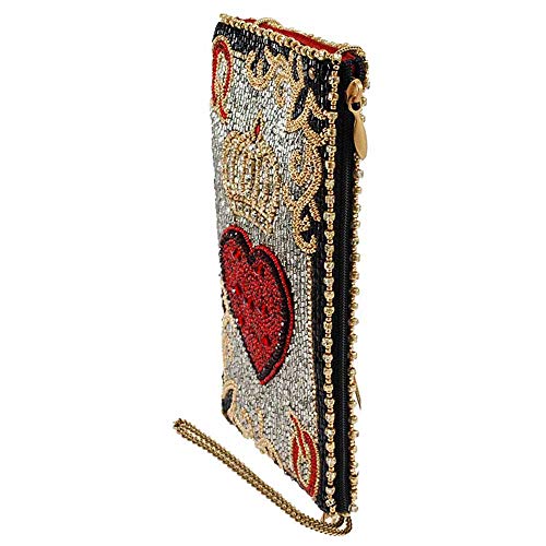 Mary Frances Queen of Hearts Beaded Crossbody Cell Phone Bag Clutch Novelty Purse with Chain Strap, Multicolor4