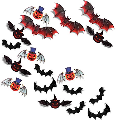 FORTOMORROW 60 PCS Halloween Bats Decorations Indoor Outdoor Halloween Decals Window Stickers Wall Decals Pumpkin Sticker Halloween Party Supplies