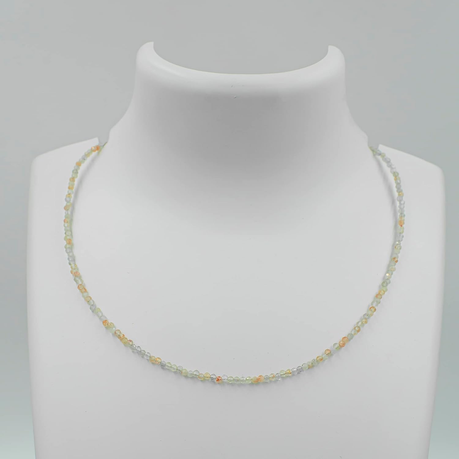 Natural Gemstone Faceted Beaded Necklace for Woman| Gold Plated Gem-stone Necklace | Beads 2–3 mm | Adjustable Chain 16+2 Inch - Image 3