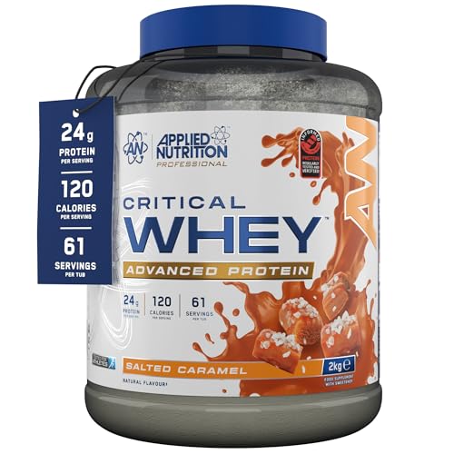 Applied Nutrition Critical Whey Protein Powder 2kg - High Protein Powder Protein Milkshake Muscle Building Supplement with BCAAs & Glutamine (2kg - 67 Servings) (2kg Salted Caramel)