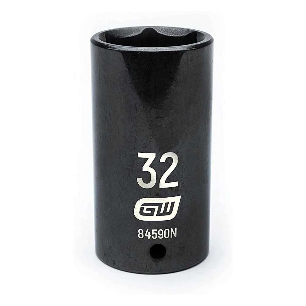 GEARWRENCH 1/2" Drive Deep Impact Metric Socket 32mm, 6 Point - 84590N, Black, 3.228 in