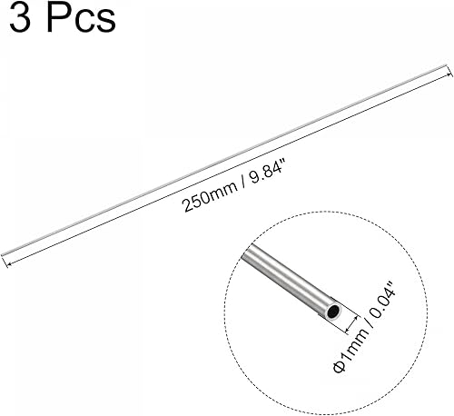 Miniatura 2 de uxcell Tubo de acero inoxidable 316, tubo de 0.039 in de diámetro exterior de 0.006 in de espesor de pared de 9.843 in de longitud 3 piezas