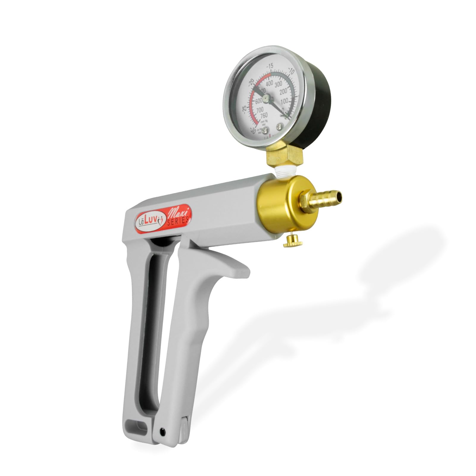 Vacuum Pump Maxi Ergonomic Vynil Handle with Release Valve and Installed Gauge - Grey