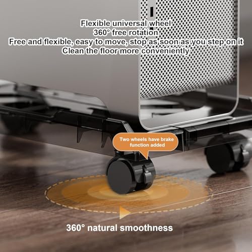 Soporte para CPU para computadora – Estante rodante para PC de 43 x 20 cm, carrito móvil ventilado, diseño duradero con altura ajustable y ruedas lisas | Práctico soporte debajo del escritorio para - imagen 8