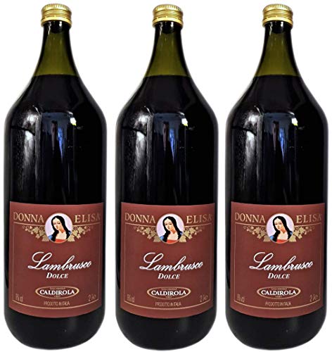 Lambrusco rosso dolce Puglia Donna Elisa Caldirola IGT (3 X 2 Lt.) - Vino Roter Süßer 9% Vol. aus Italien