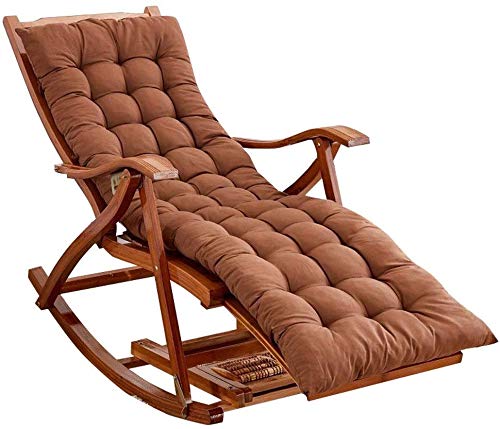 ZXC Rocking Chair For Outdoor Garden Furniture Balcony Foldable Relax Chair For Children Adults With Brown Cushions | Tanning beds for long chairs