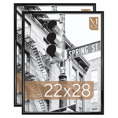 MCS Trendsetter 22x28 Poster Frame Black High-Gloss, Vertical & Horizontal Wall Hanging Large Picture Frame for Photos, Posters & Art Prints (2-Pack)