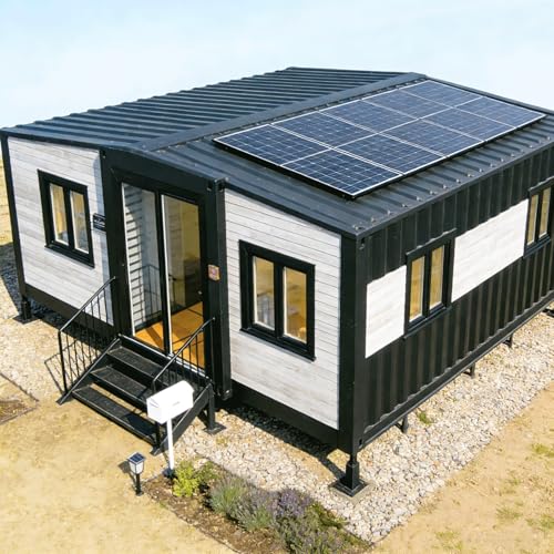 Expandable Prefab Container Cabin 20ft/40ft – Foldable Modular Tiny Home Structure with Bedroom Kitchen Layout, Portable Outdoor Mobile Housing Kit