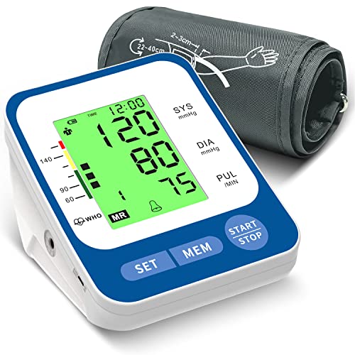 Achoop Upper Arm Blood Pressure Monitor with Adjustable Cuff, LED Display, and Automatic Measurement