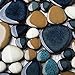 Parrotile Pebble Tile for Shower Floor Aqua Cobalt Blue Mosaic Backsplash Tiles (5 Sheets)