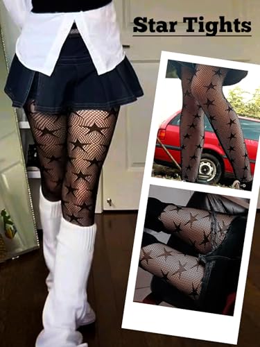 Image of Buitifo Women Sexy Tights Fishnet Patterned Stockings Sheer Socks | Y2K Ragged Pantyhose Hosiery Ripped Leggings One Size