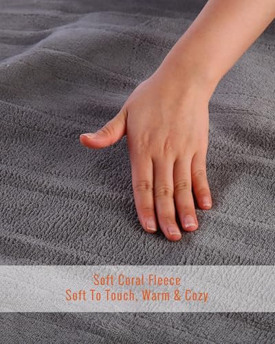 YAKEE Electric Mattress Pad Twin Szie 39''x75'', Soft Colar Fleece with 4 Heating Levels, 10-Hour Auto Shut Off, Fast Heating, Deep Pocket Bed Topper Fit Up to 21", Machine Washable, Grey - image 4
