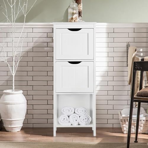 Miniatura 9 de Yaheetech Mueble Baño Auxiliar 30x30x89cm Armario Baño Columna Con 2 Cajones Armario Cocina De Auxiliar Cajonera Estrecho Para Sala De Estar Blanco