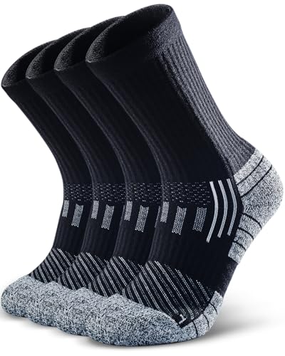 NSRRUN TURTLE Hiking Socks - Winter Thermal Merino Wool Socks for Men & Women - Thick Crew Socks for Hunting Work, Large, Black, 2 Pairs