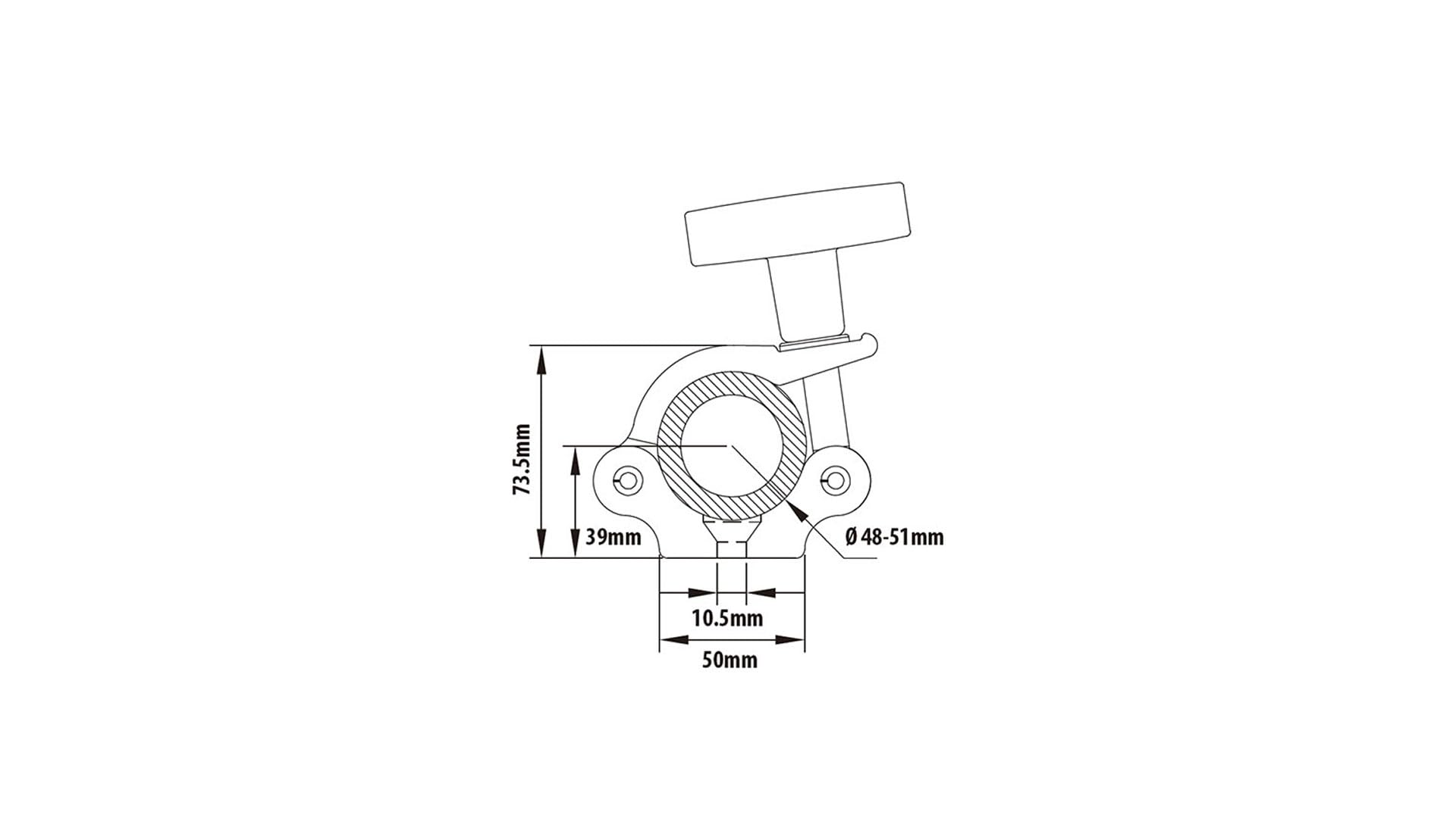 KUPO KCP‑831B‑T T‑Handle Half Coupler, Alluminio, Fino a 500 kg, Manopola T‑Handle – Nero Professionale