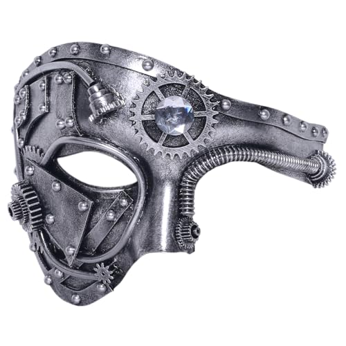 VIULIKT Steampunk Mask Black Mens Venetian Masquerade Masks for Halloween Costume Mardi Gras Ball Decorations Handcrafted.