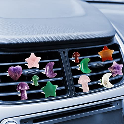 Image of Tallew Heart Crystals Car Vent Clips Car Accessories for Women Quartz Crystals Air Fresheners Vent Clip(Mushroom Style)