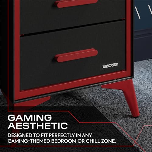 Cómoda de lona con 3 cajones X-Rocker Arcane para almacenamiento en dormitorio y armario 7