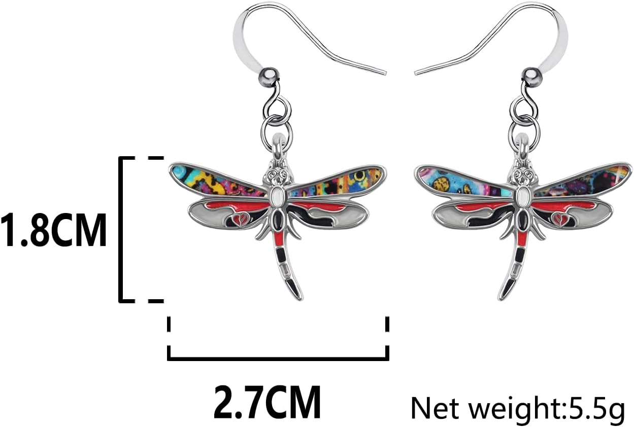 Alloy Cute Dragonfly Earrings Dangle Dragonfly Gifts for Women Fashion Summer Jewelry Enamel Charms - Image 6