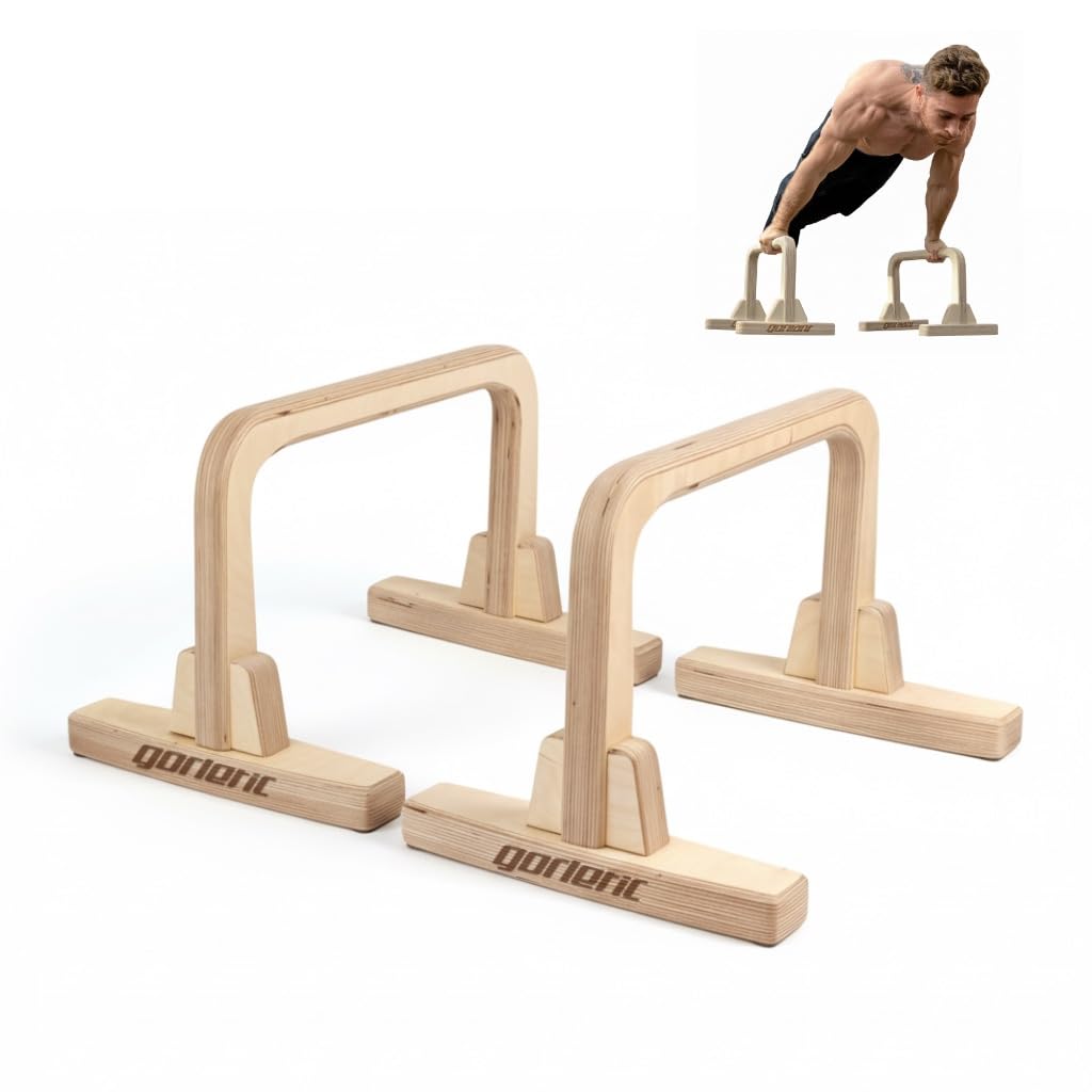 Gorletic - Parallettes Calisthenics Aus Holz Für Liegestütze, Push Up Bar Und Workout Equipment, 30 Cm Höhe, Rutschfest, Ideal Für Training Im Park Oder Zu Hause