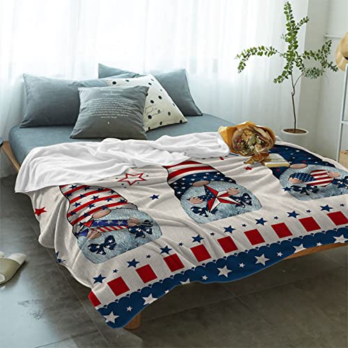 July 4Th Patriotic Gnomes Throw Bed Blankets Twin,Fleece Throws Blanket Cover For Dogs Picnic Beach Travel Bedding,American Flag Fireworks Soft Cozy Luxury Bed Blanket For All Seasons 40X50In #TOP1