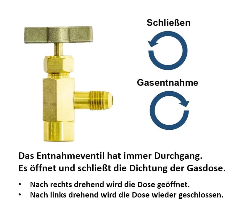 Kältemittel R600a 750ml/420g Isobutan + Entnahmeventil/Stechventil