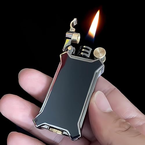 Encendedor vintage portátil, reutilizable, clásico, creativo, queroseno, rueda abrasiva, encendedor de velas para colección, regalo decorativo