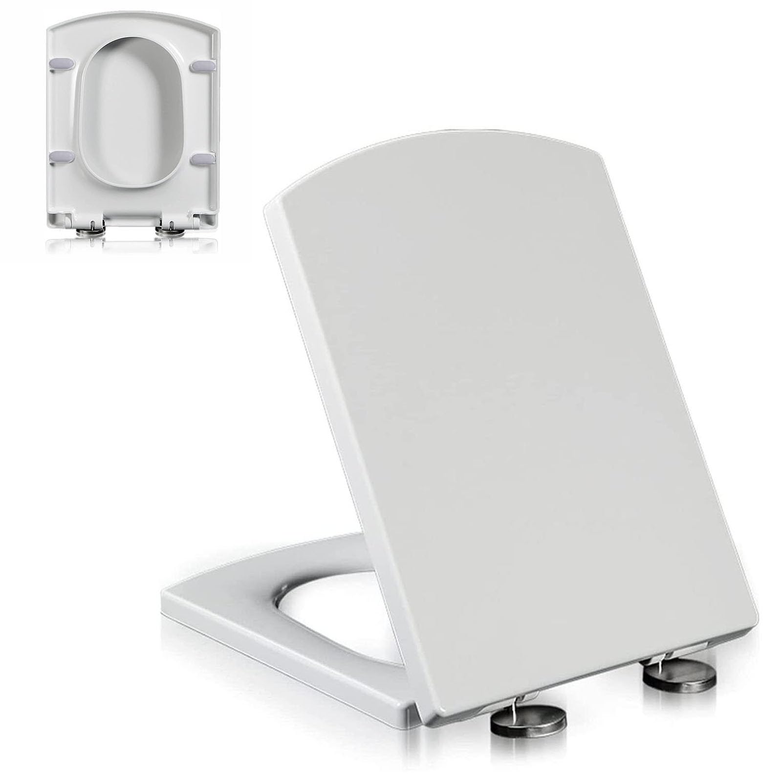 Dxpsxjl 03B Toilet Seat Replacement Square Slow Close - Quick Disassembly, Easy Installation, Adjustment Cleaning, White, Seat, Close, Replacement, Toilet, Square, Quick, Disassembly, Slow