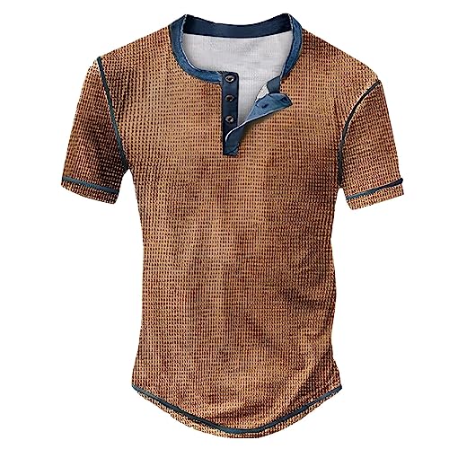 Camisetas para hombre Oversize T Shirt Men V-Cuello Verano Camisas Manga Corta Deportes Camisas Manga Corta Verano Vintage Casual Tops Tee Streetwear, Café eléctrico., 3XL