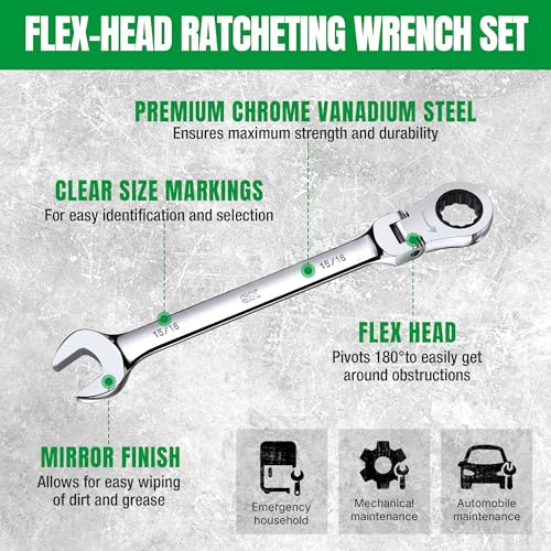 SK Flex-Head Ratcheting Wrench Set