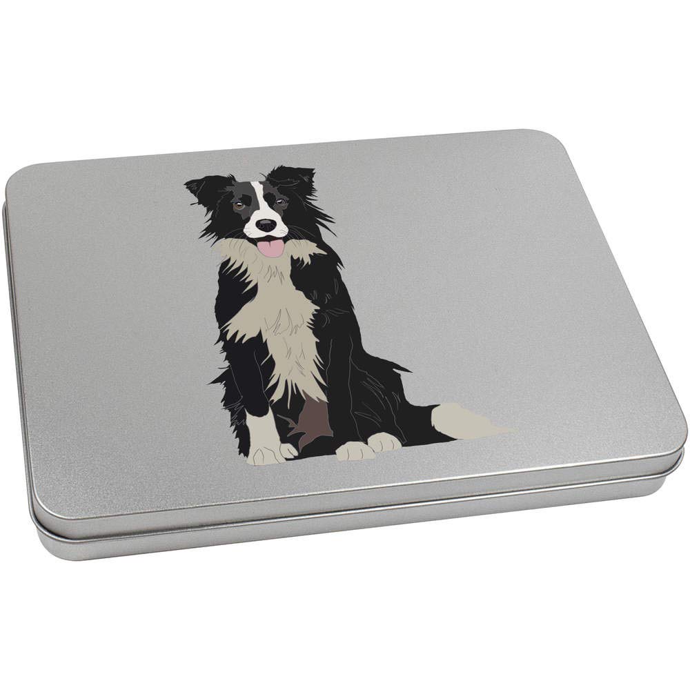 Azeeda 220mm 'Border Collie' Metal Hinged Tin/Storage Box (TT00138174)