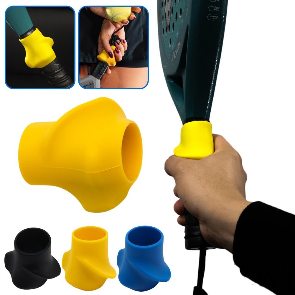 Copertura per manico per racchetta da tennis, antiscivolo, in silicone, con guida per la posizione della mano, riduce l'affaticamento del polso e del gomito, adatto per tennis, paddle, pickleball