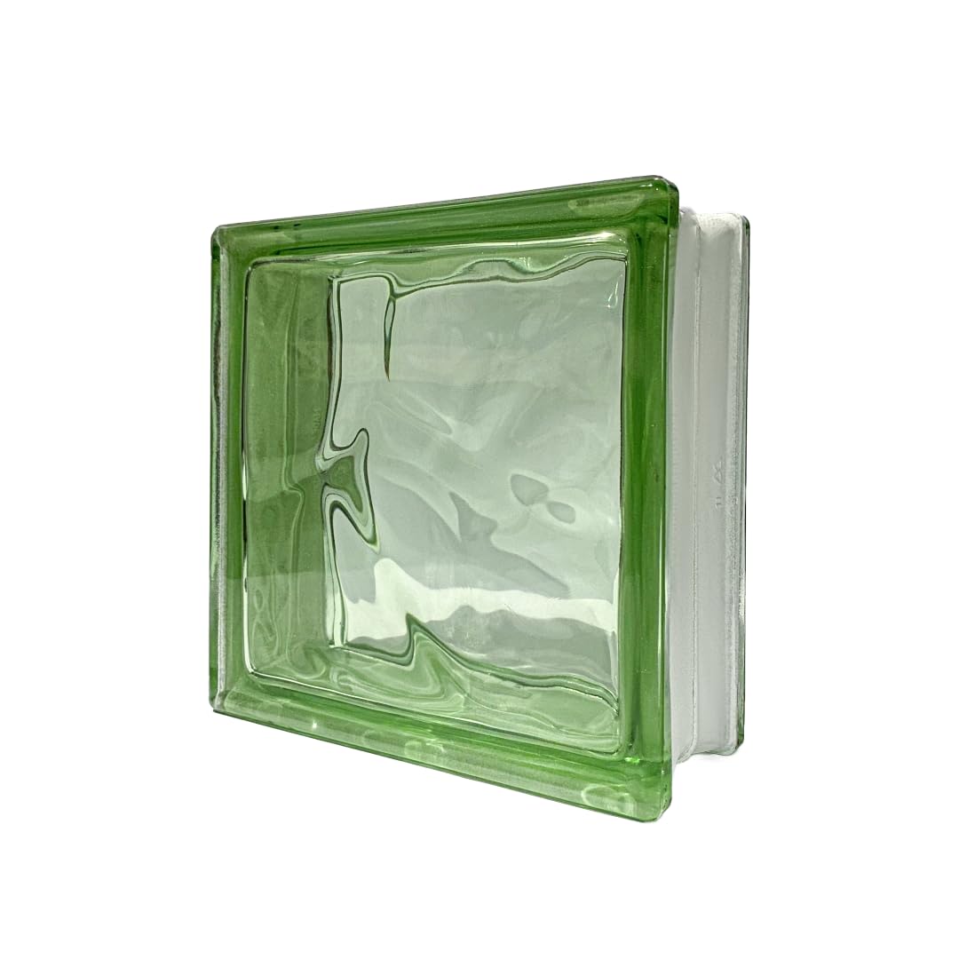 Bloque de vidrio Pavés Smart Ondulado Coloreado en la masa Verde | Dimensión 190x190x80 mm | Euro/pza. 5,80 |Unidad de venta: una caja de 6 pzas.