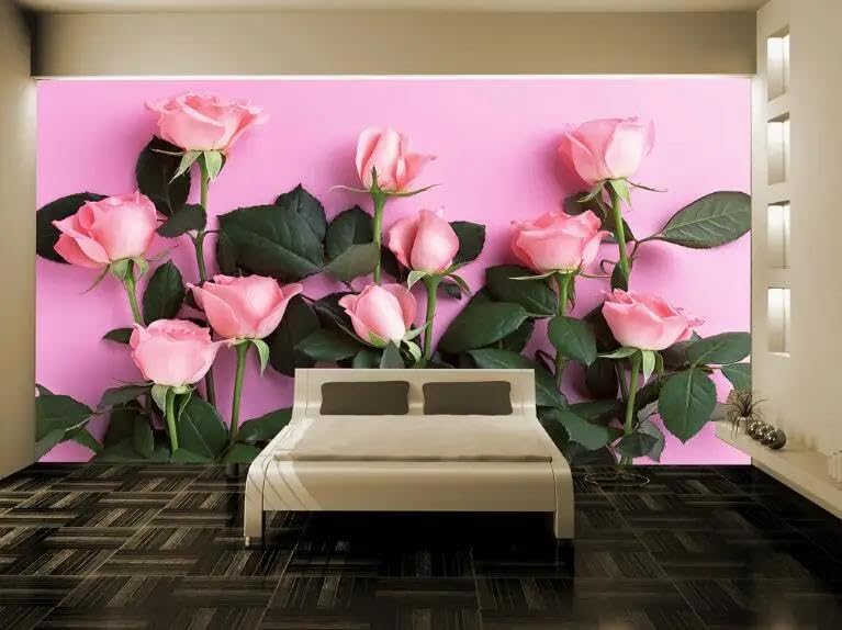 Papier peint rose 3d ILIYA revêtement intissé épais et facile à poser
